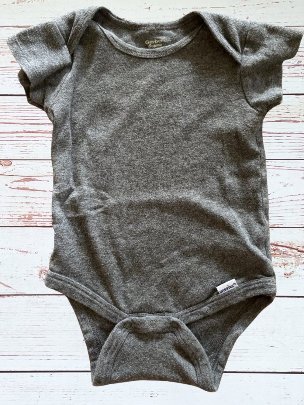 Gerber Organic 3-6M Gray Bodysuit | Neutral Baby One Piece | Essential Baby Basi